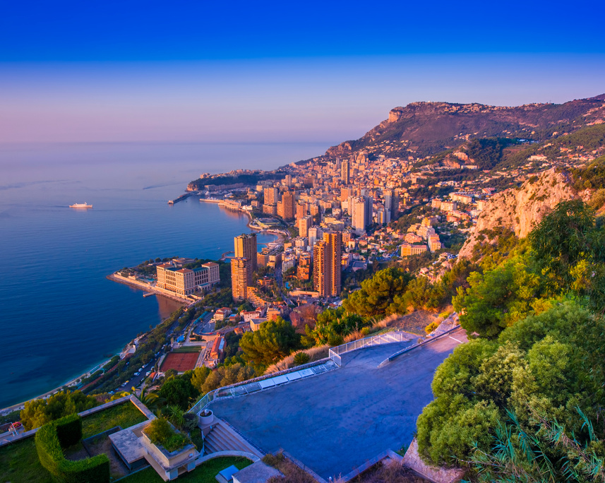 sunset or sunrise in Monte Carlo